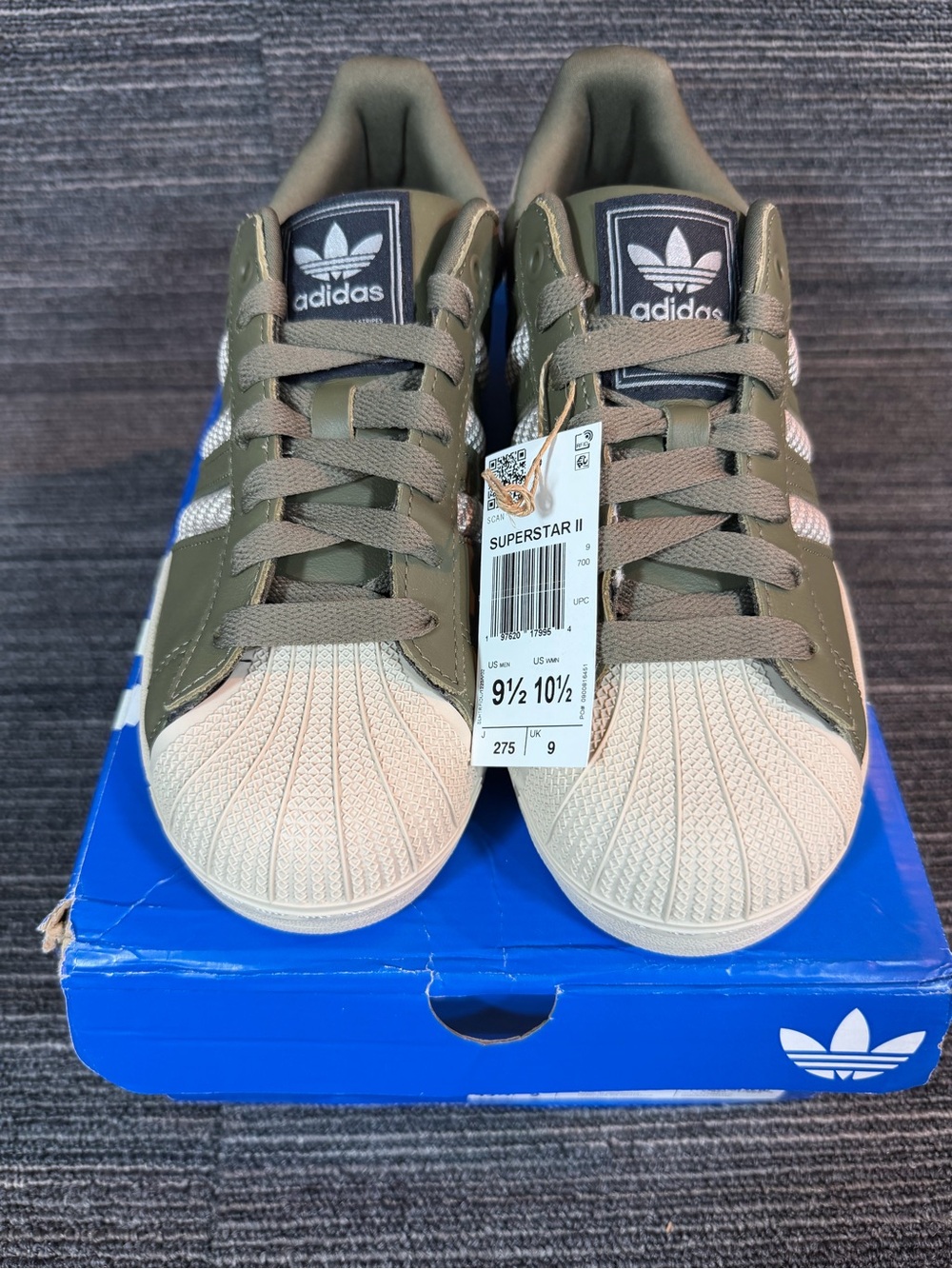 adidas Superstar II Olive Medium Dark Khaki/Bliss/Core Black Low-Top M9.5 W10.5 - Picture 3 of 7